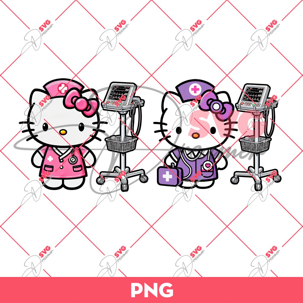 Hello Kitty Nurse With Vital Machine PNG, Hello Kitty In Hospital PNG