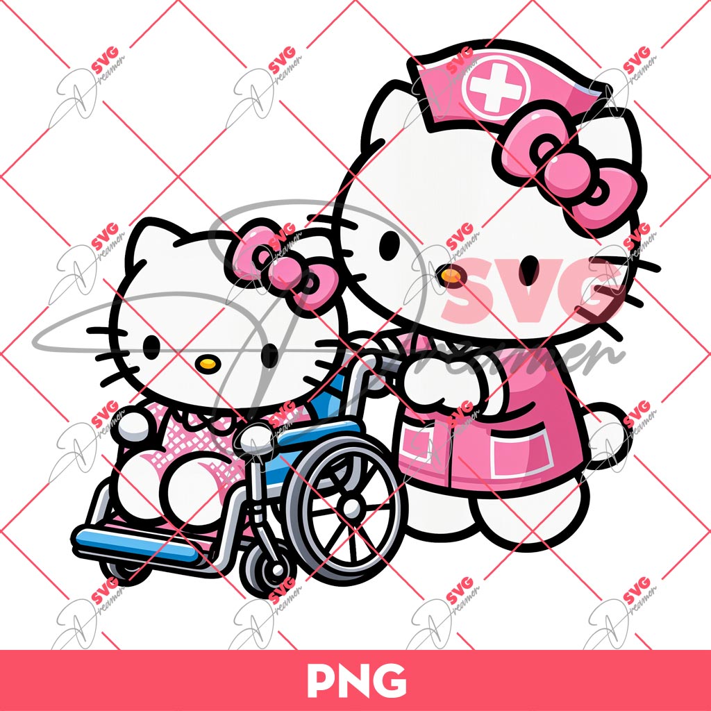 Hello Kitty Outpatient Wheelchair PNG, Hello Kitty In Hospital PNG