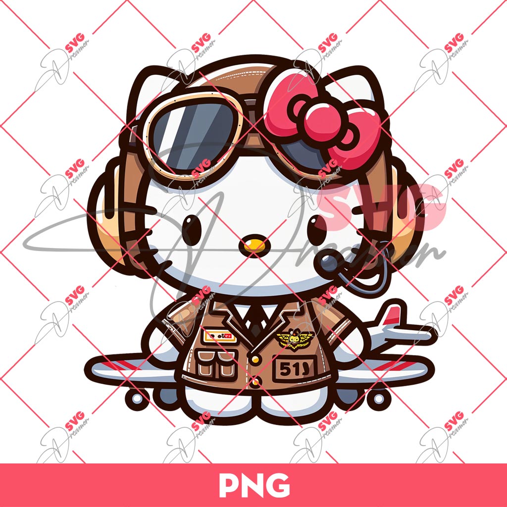 Hello Kitty Pilot PNG, Hello Kitty Is Flying A Plane PNG