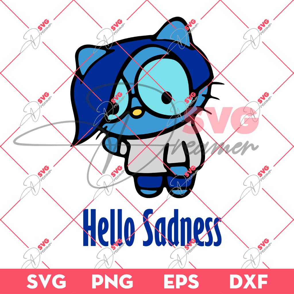 Hello Kitty Sadness Inside Out SVG PNG, Inside Out 2 Characters SVG PNG