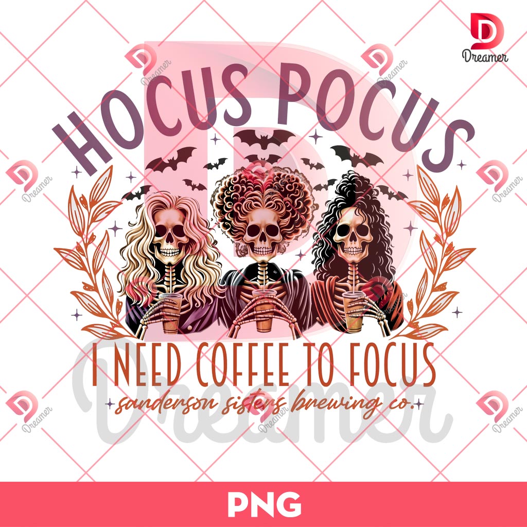 Hocus Pocus I Need To Focus PNG, Retro Halloween Coffee PNG, Skeleton Halloween PNG