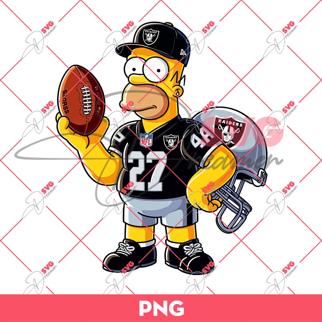 Homer Simpson LV Raiders PNG, Las Vegas Raiders Football Team PNG