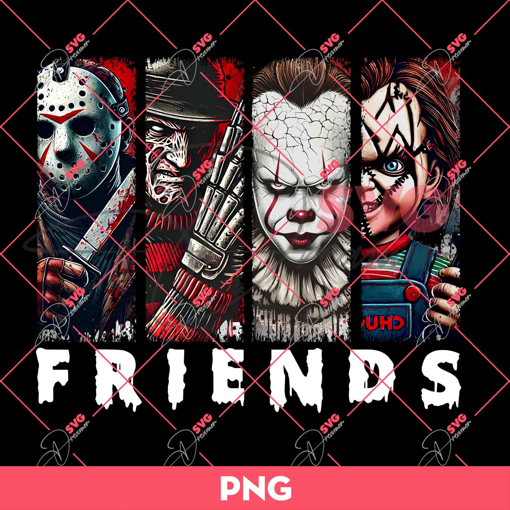 Horror Characters Friends PNG, Halloween 2024 PNG