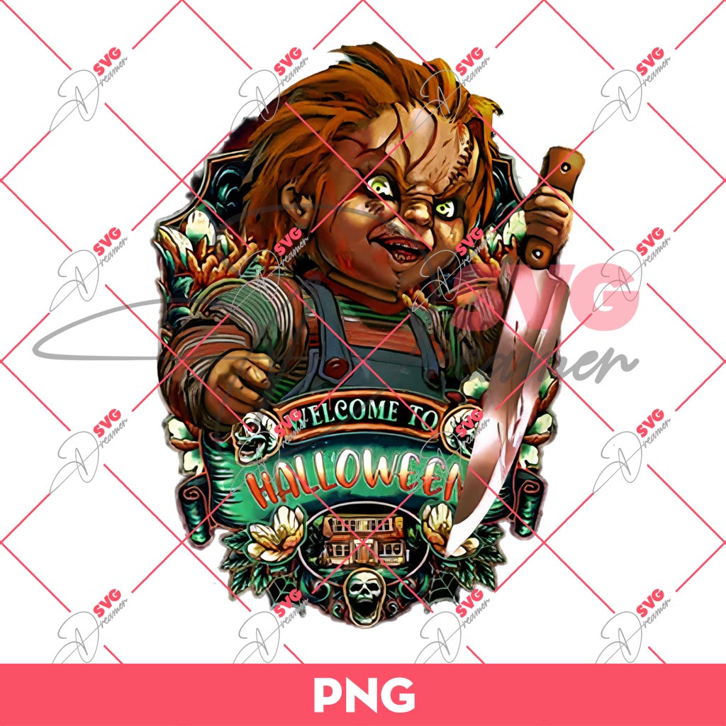 Horror Chucky Welcome To Halloween PNG, Scary Character Halloween PNG