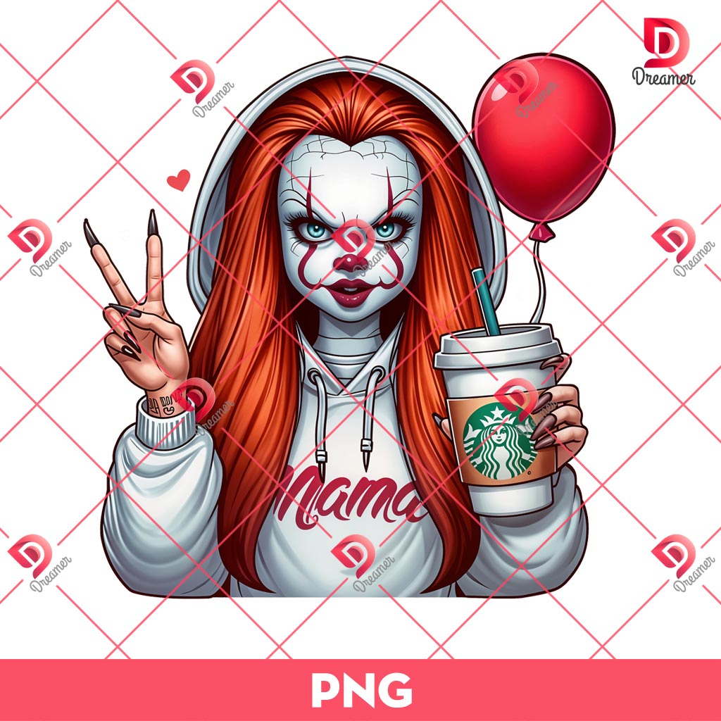 Horror Mama Pennywise Halloween PNG, Horror Mom PNG, Killer Movie Halloween PNG