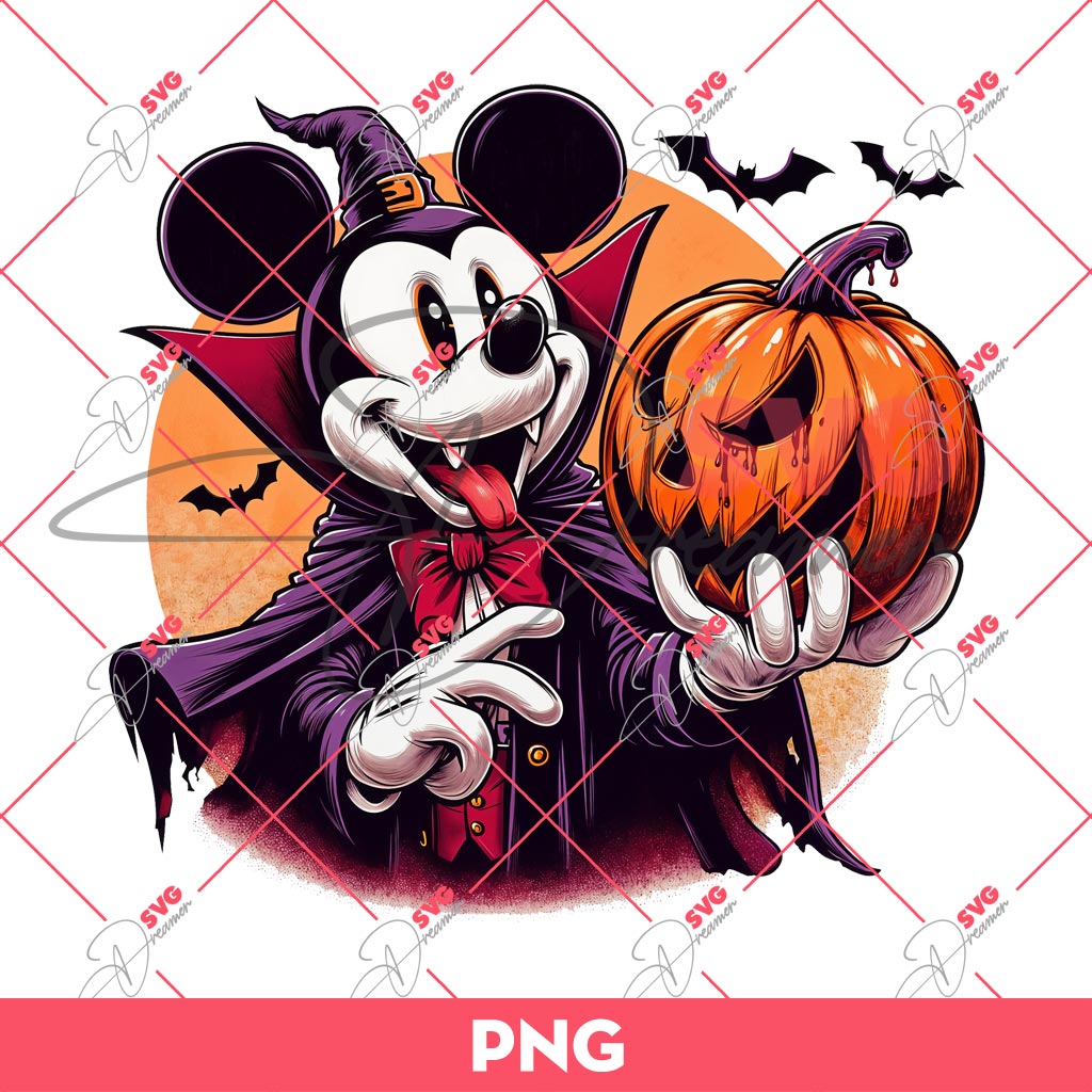 Horror Vampire Mickey Mouse PNG, Disney Halloween PNG