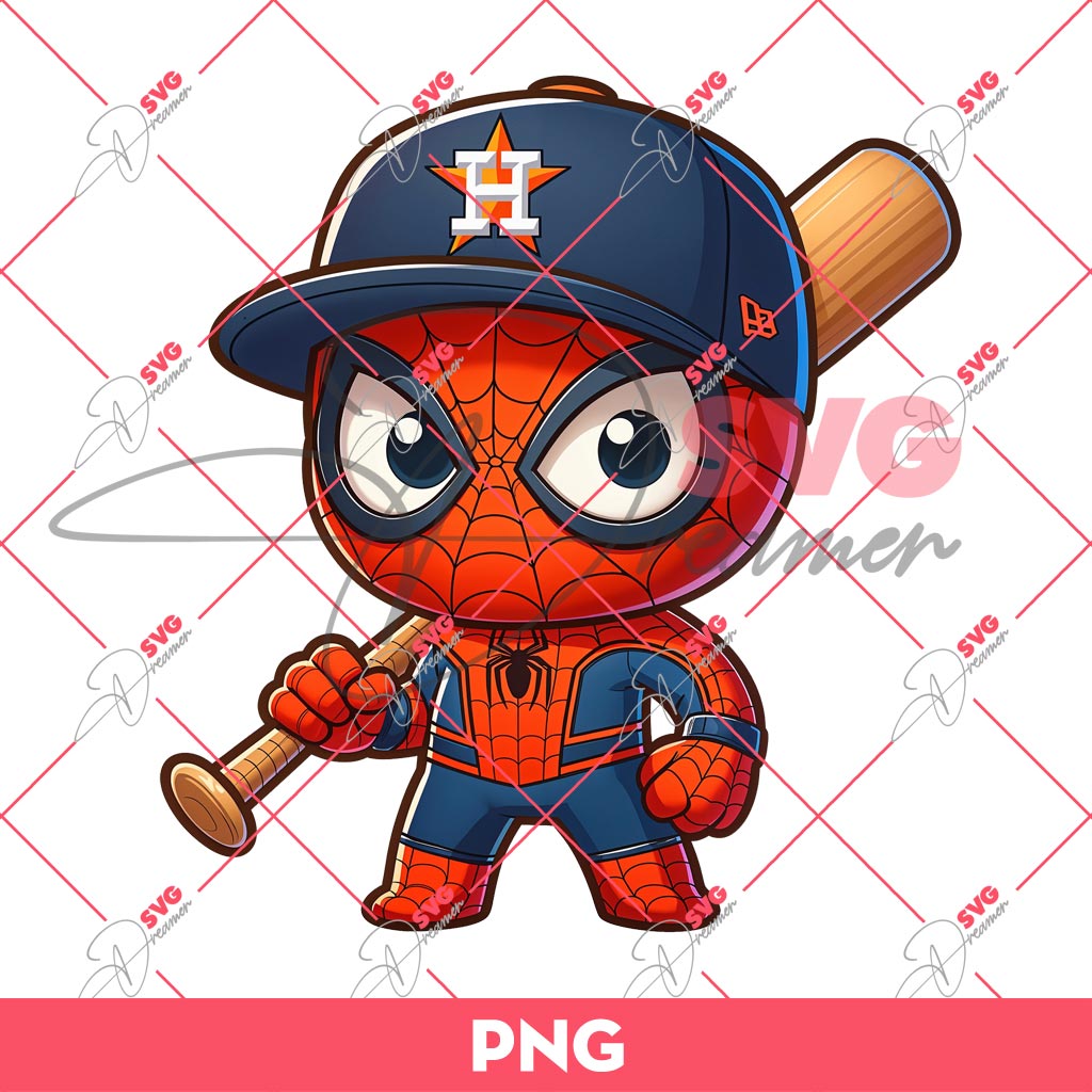 Houston Astros Spiderman PNG, Baby Spiderman MLB Baseball PNG