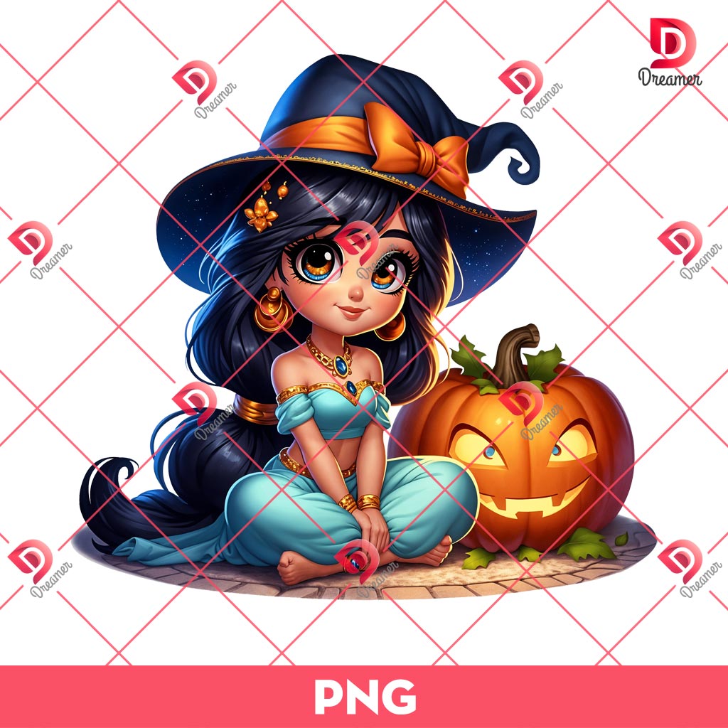 Jasmine Princess Witch Halloween PNG, Disney Princess Halloween PNG