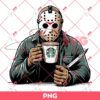 Jason Voorhees Drinks Starbucks Coffee PNG, Horror Killer Coffee PNG, Halloween Coffee PNG