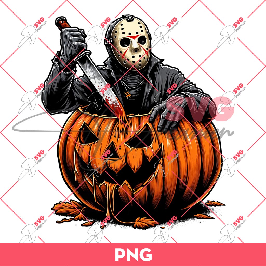 Jason Voorhees In Pumpkin Halloween PNG, Horror Characters Halloween PNG