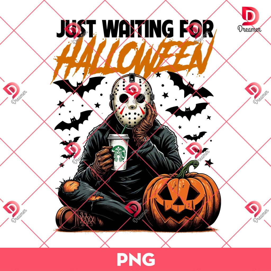Jason Voorhees Just Waiting For Halloween PNG, Horror Character PNG, Halloween Coffee PNG