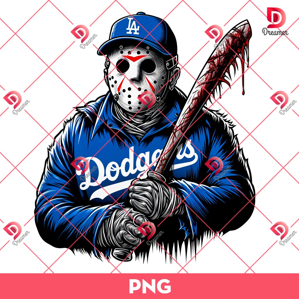 Jason Voorhees LA Dodgers PNG, Los Angeles Dodgers PNG, Horror Character NFL Football PNG