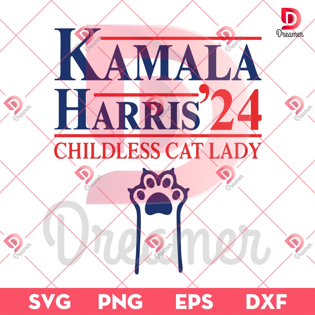 Kamala Harris 24 Childless Cat Lady SVG PNG, Election 2024 SVG PNG, Voting Kamala Harris SVG PNG