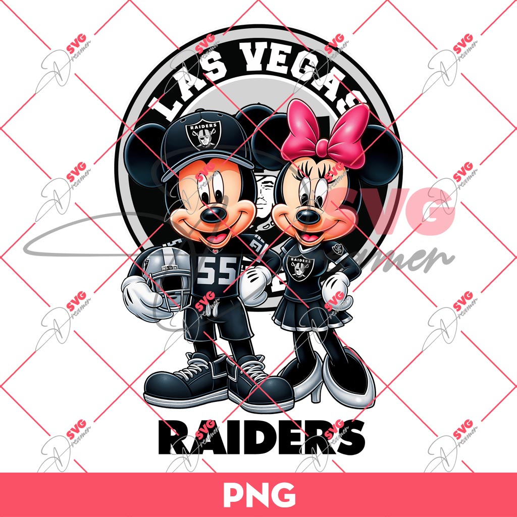 Las Vegas Raiders NFL Mickey And Minnie PNG, Disney Football PNG