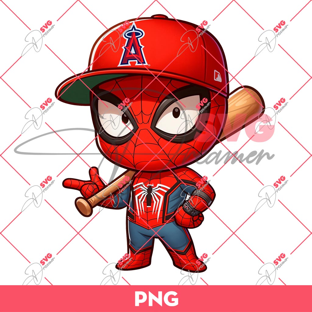 Los Angeles Angels Spiderman PNG, Baby Spiderman MLB Baseball PNG