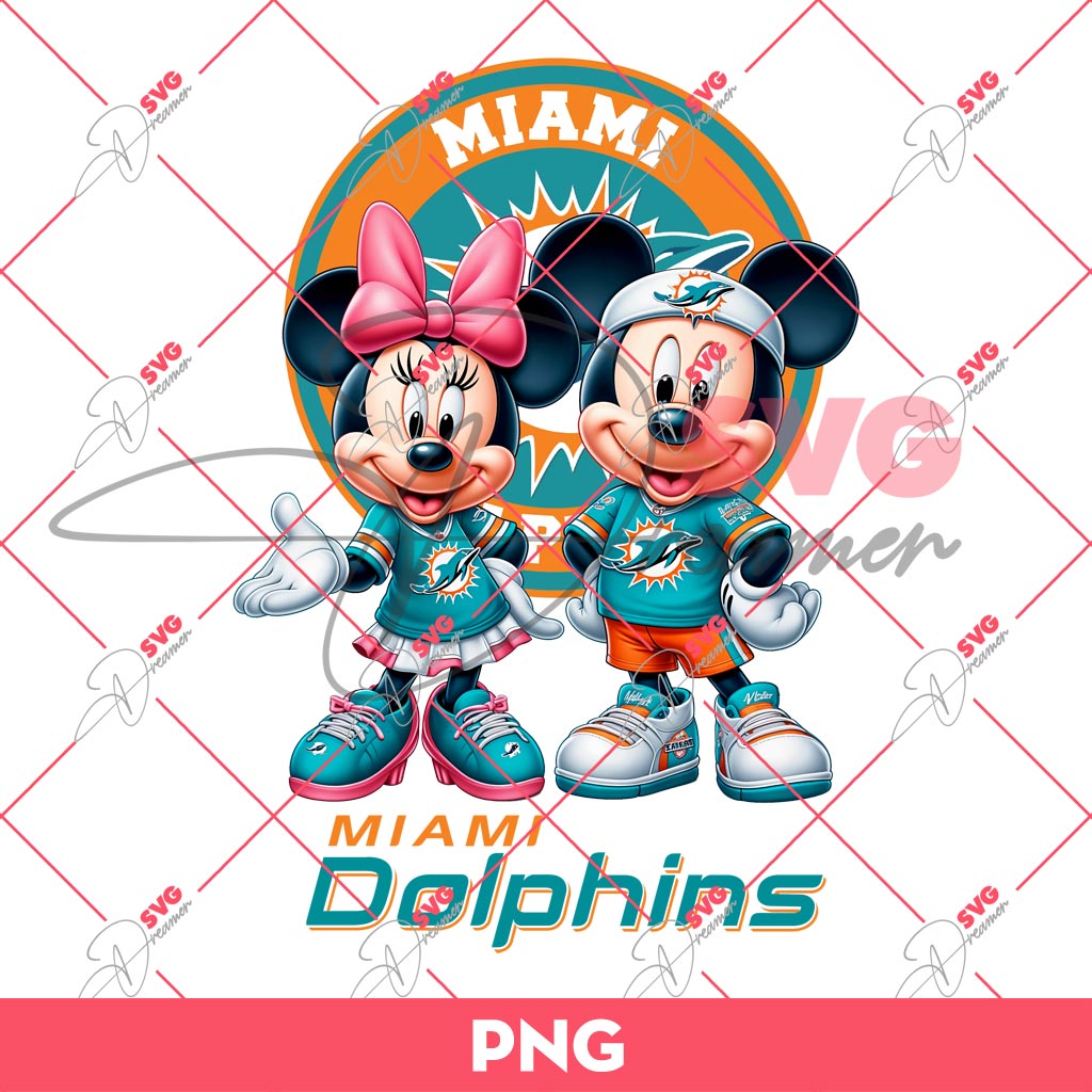 Miami Dolphins NFL Mickey And Minnie PNG, Disney Football PNG