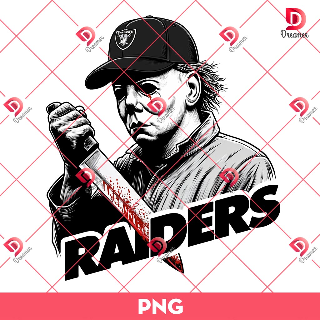 Michael Myers Las Vegas Raiders PNG, Horror Character NFL Football PNG, Raiders Myers Halloween PNG