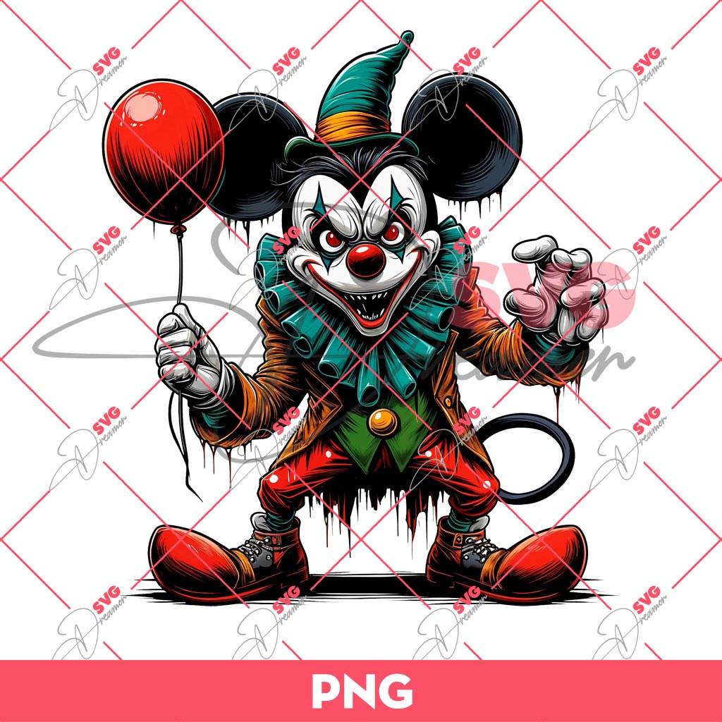 Mickey Mouse Creepy Clown PNG, Disney Halloween PNG, Mickey Horror Character PNG