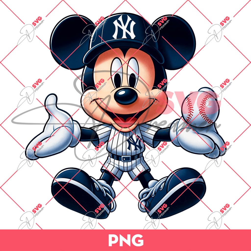 Mickey Mouse NY Yankees PNG, Disney Mouse MLB Baseball PNG, New York Yankees PNG