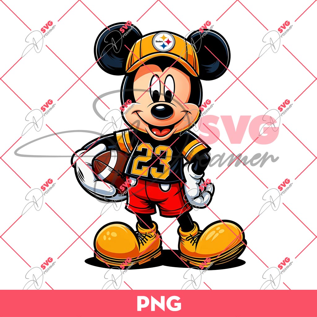 Mickey Mouse Pittsburgh Steelers Football PNG, Disney Mouse NFL PNG