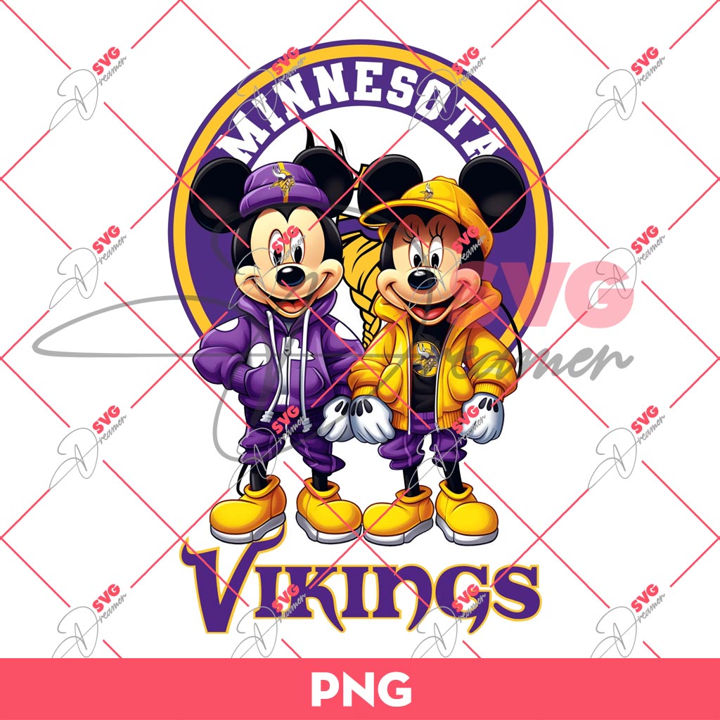Minesota Vikings NFL Mickey Minnie PNG, Disney Football PNG