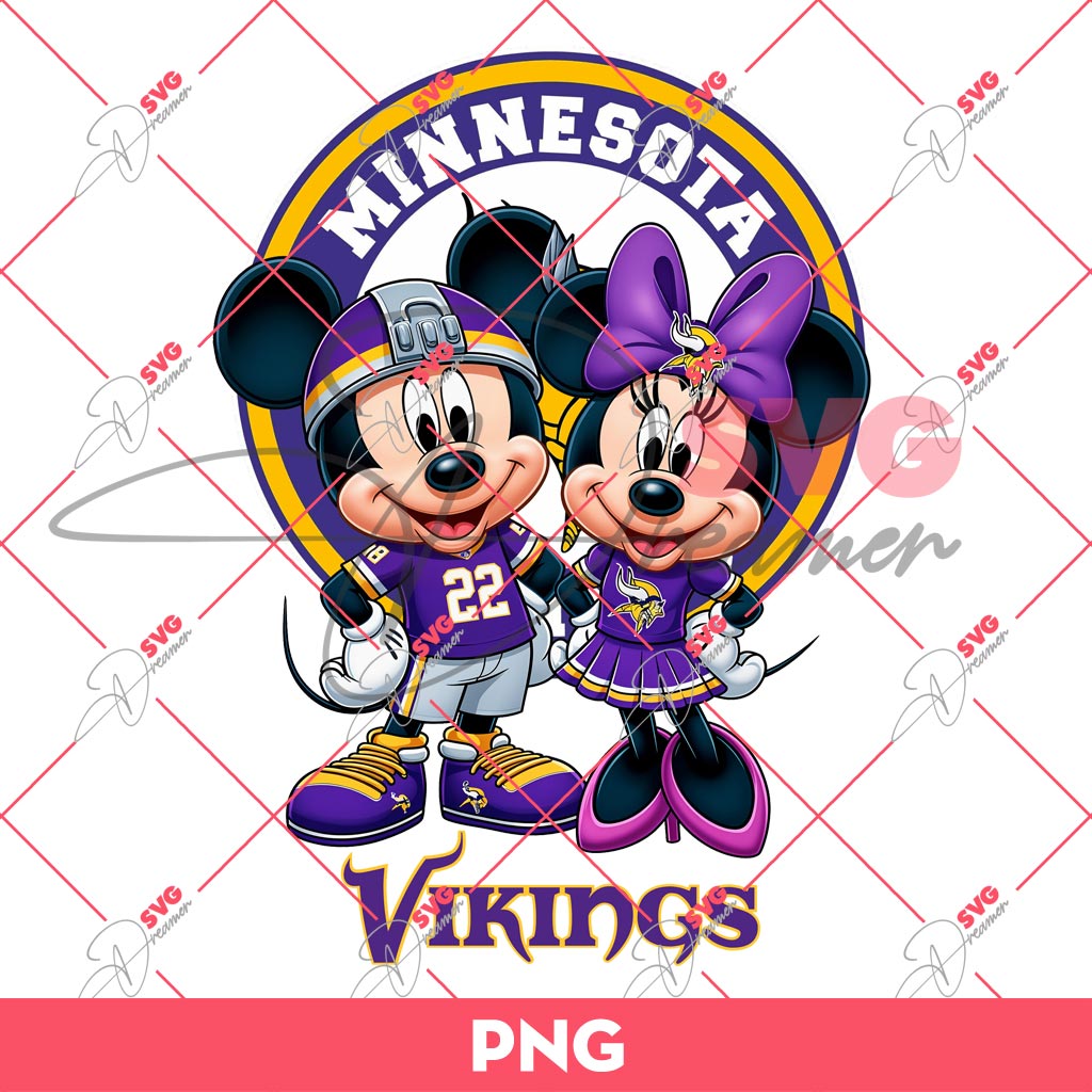 Minnesota Vikings NFL Mickey And Minnie PNG, Disney Football PNG