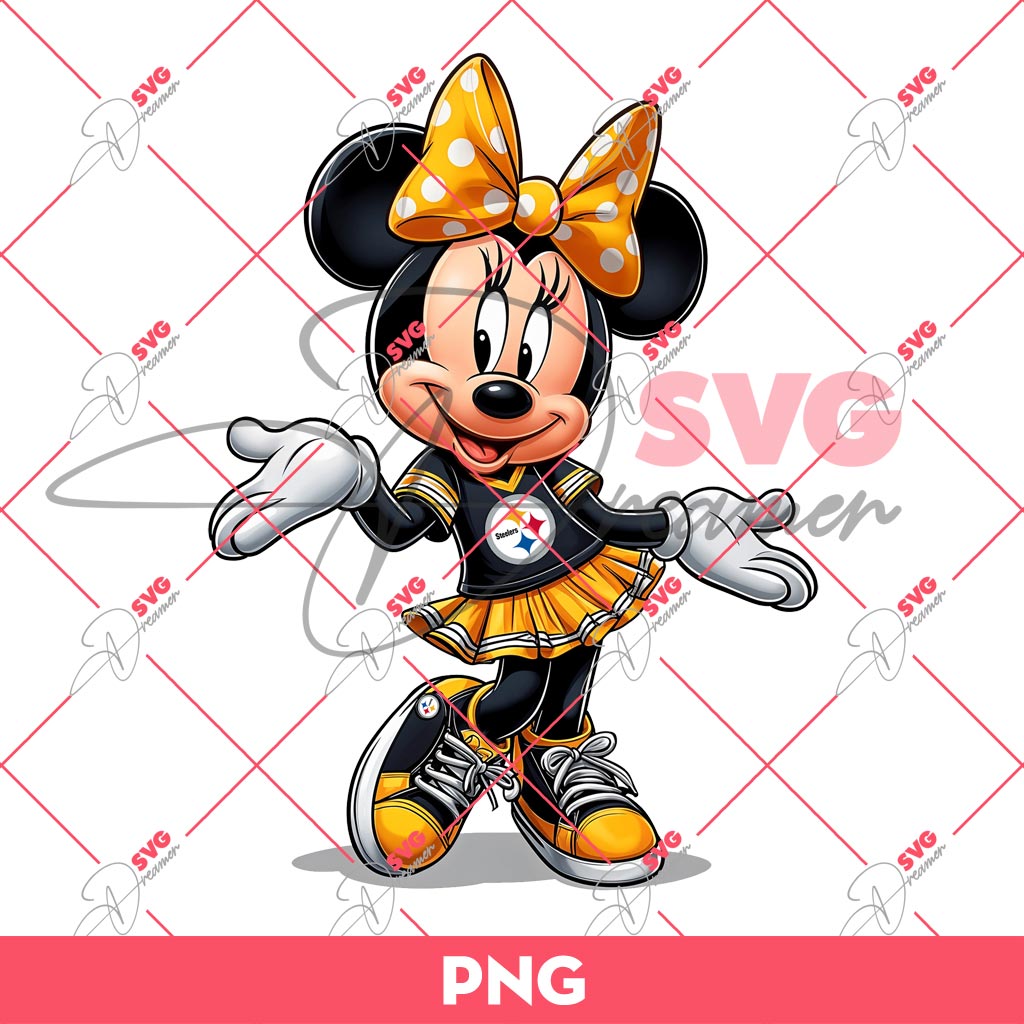 Minnie Mouse Pittsburgh Steelers Football PNG, Disney Mouse NFL PNG