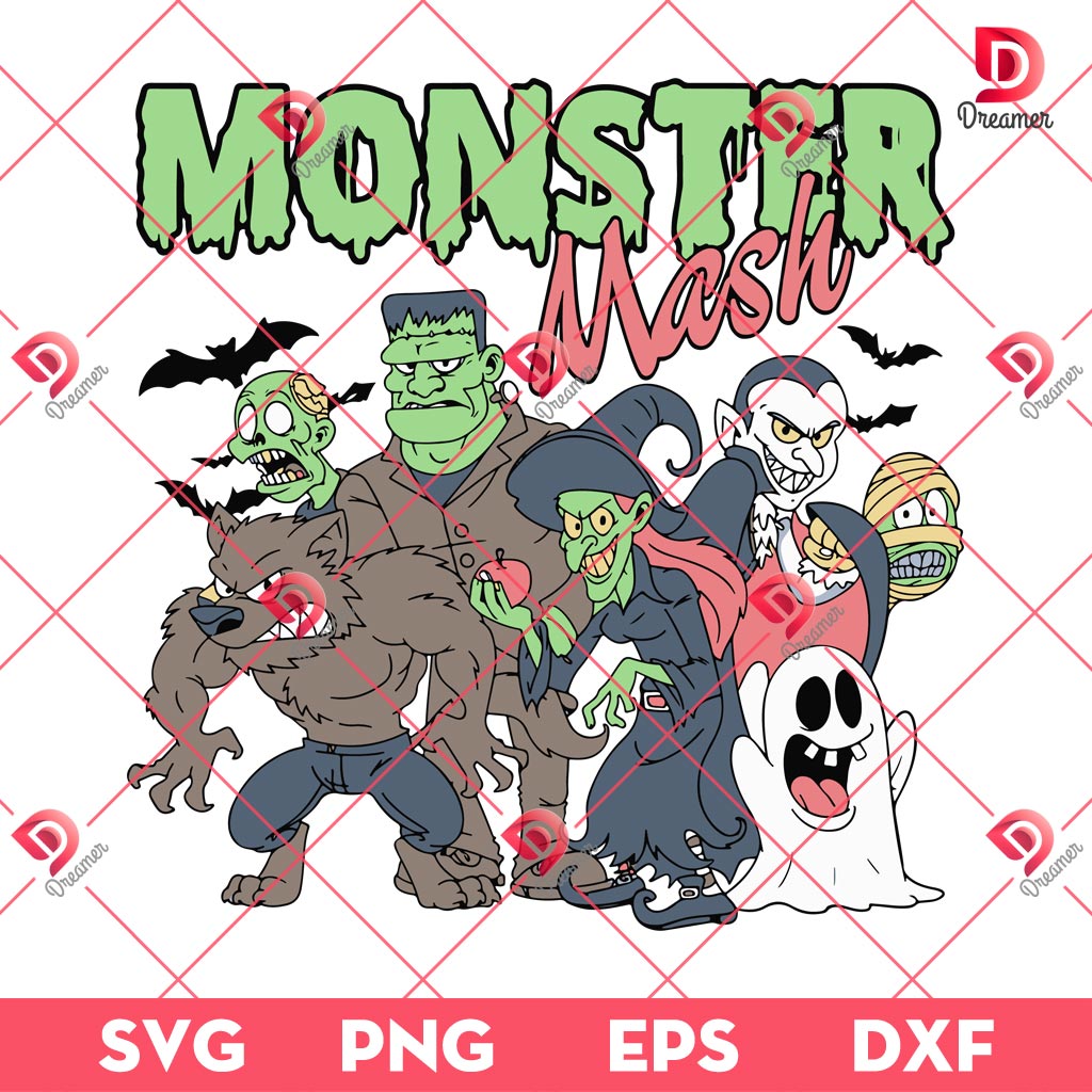 Monster Mash SVG PNG, Vintage Ghost Halloween PNG SVG, Retro Halloween SVG PNG