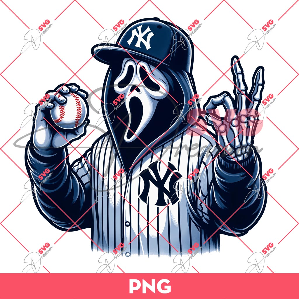 NY Yankees Horror Player PNG, Ghostface Yankees MLB Baseball PNG