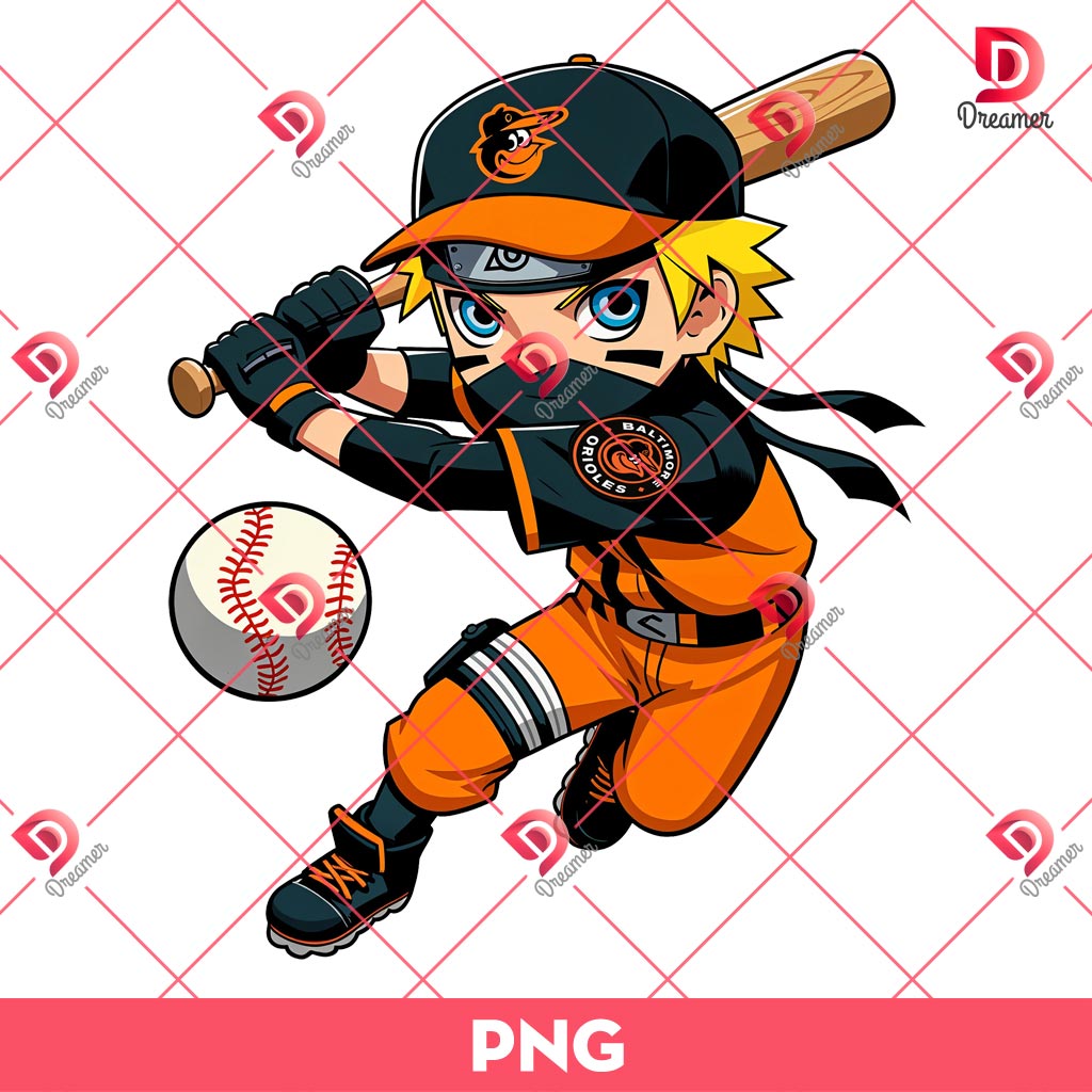 Naruto Baltimore Orioles Player PNG, Naruto MLB Baseball PNG