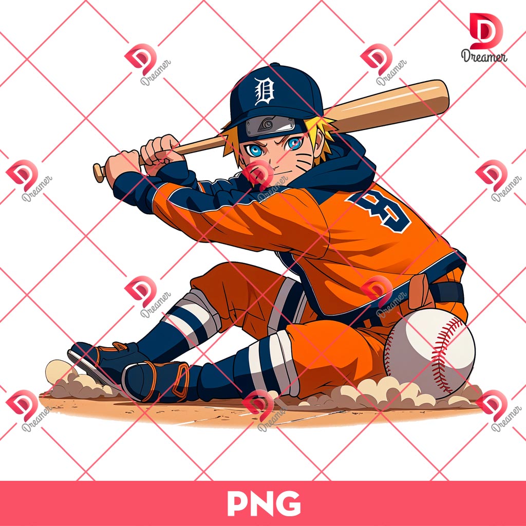 Naruto Detroit Tigers Player PNG, Naruto MLB Baseball PNG