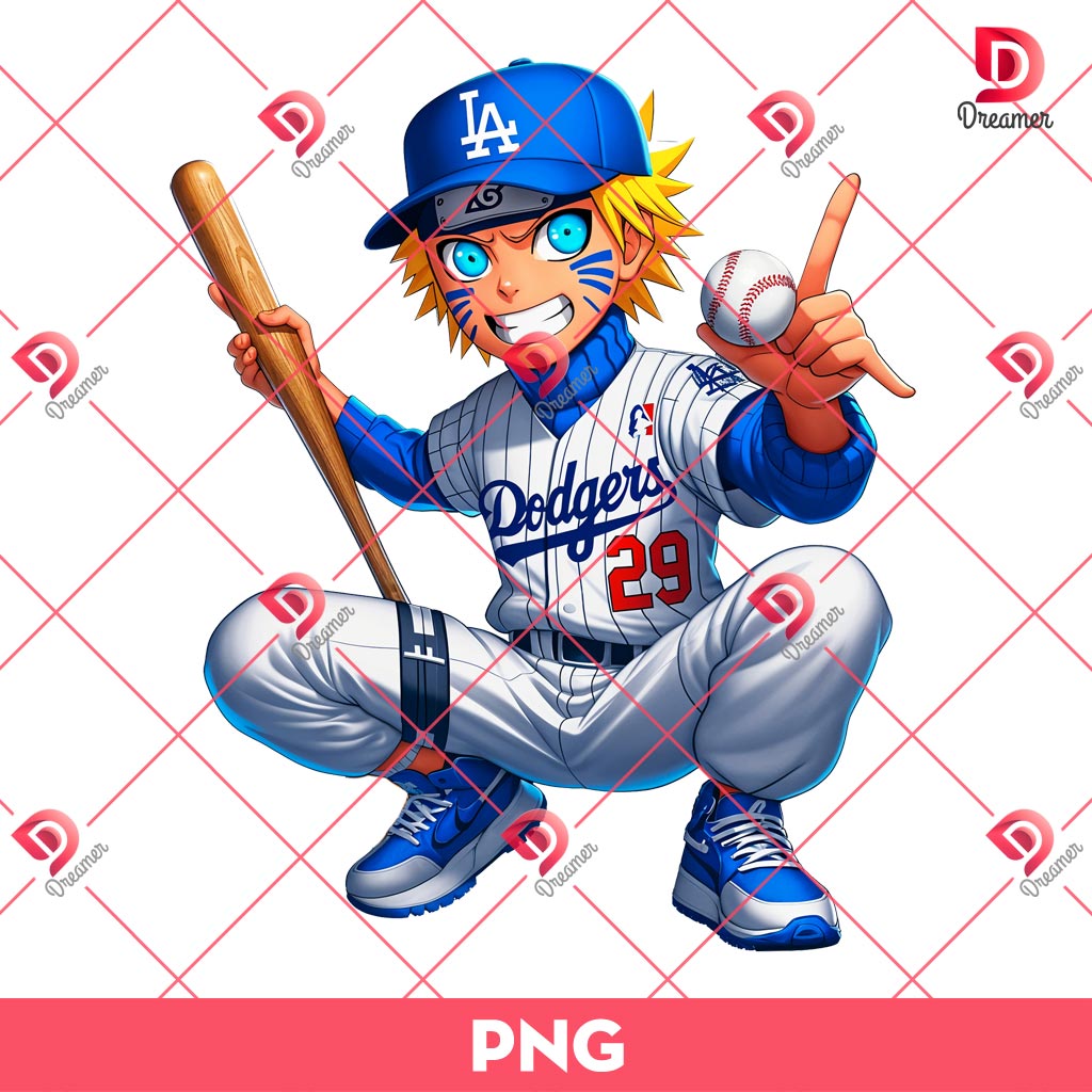 Naruto Los Angeles Dodgers Player PNG, Naruto MLB Baseball PNG
