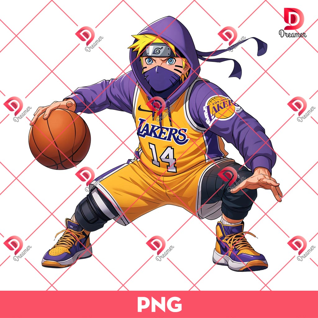 Naruto Los Angeles Lakers Player PNG, Naruto NBA Basketball PNG