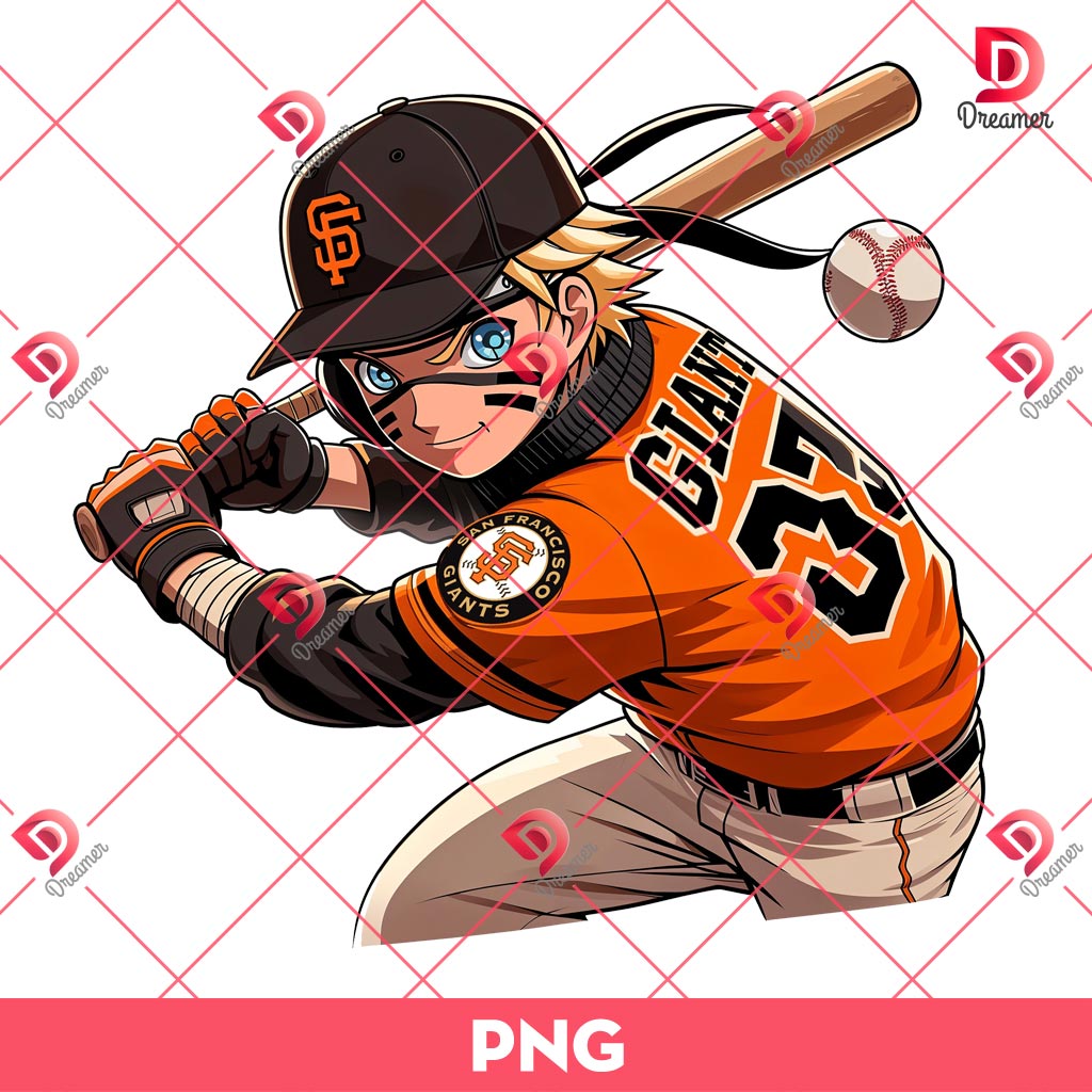 Naruto San Francisco Giants Player PNG, Naruto MLB Baseball PNG