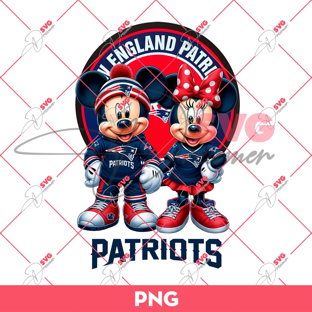 New England Patriots NFL Mickey And Minnie PNG, Disney Football PNG