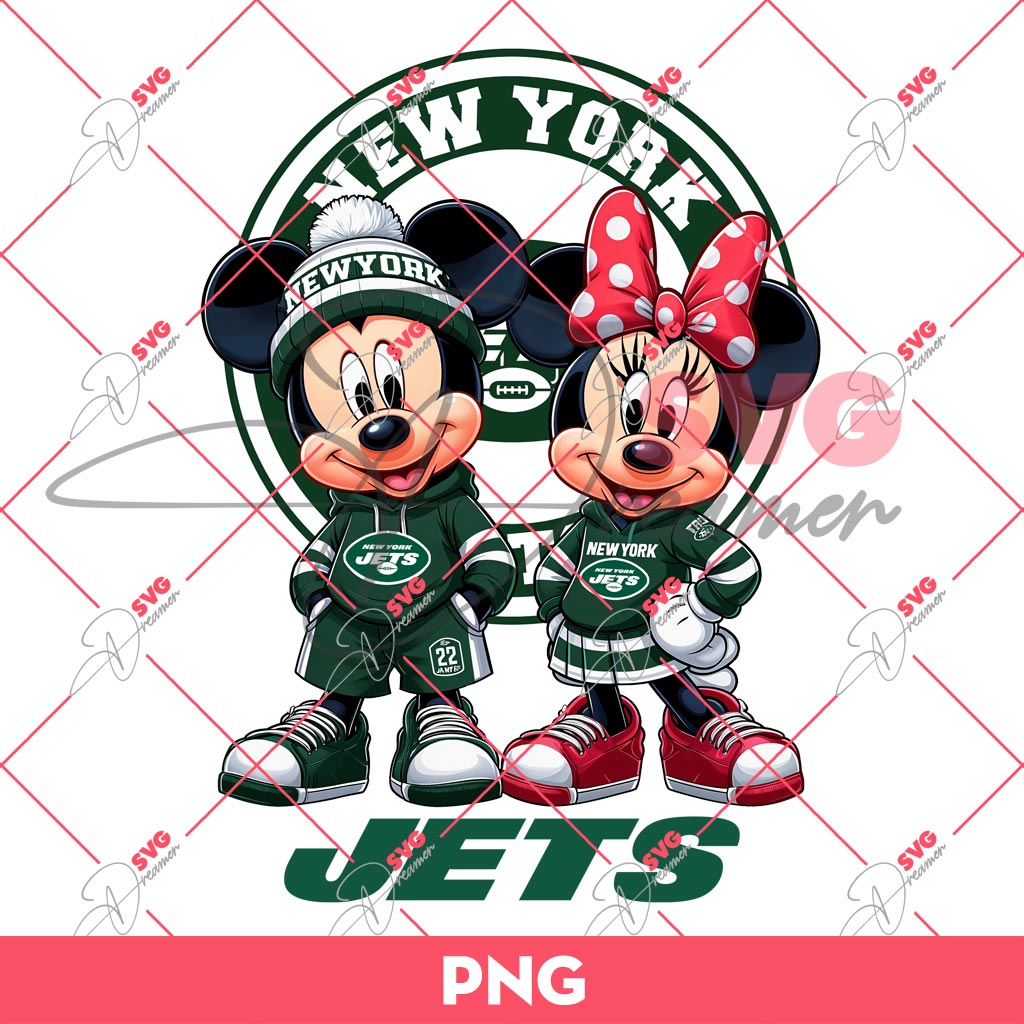 New York Jets NFL Mickey And Minnie PNG, Disney Football PNG