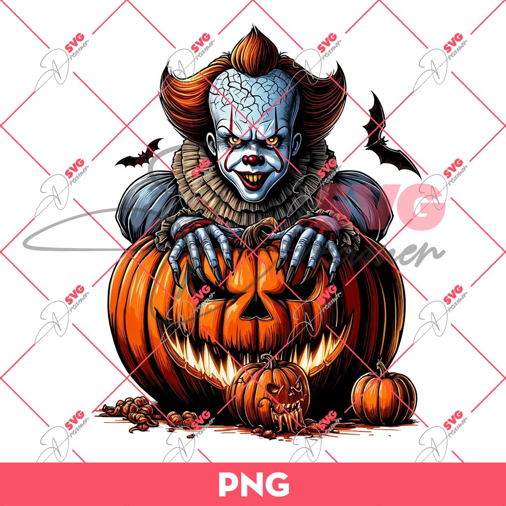 Pennywise In Pumpkin Halloween PNG, Horror Characters Halloween PNG