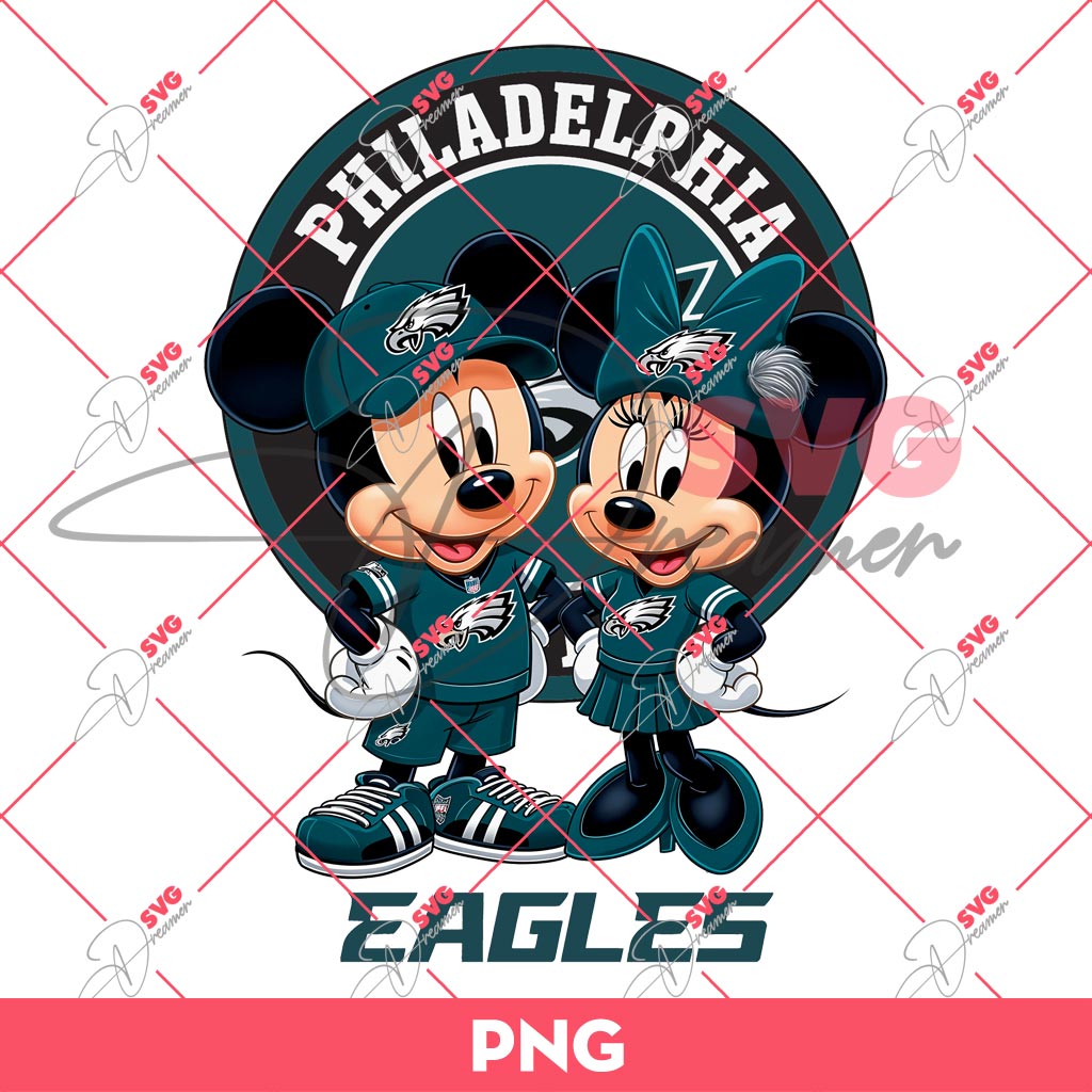 Philadelphia Eagles NFL Mickey And Minnie PNG, Disney Football PNG