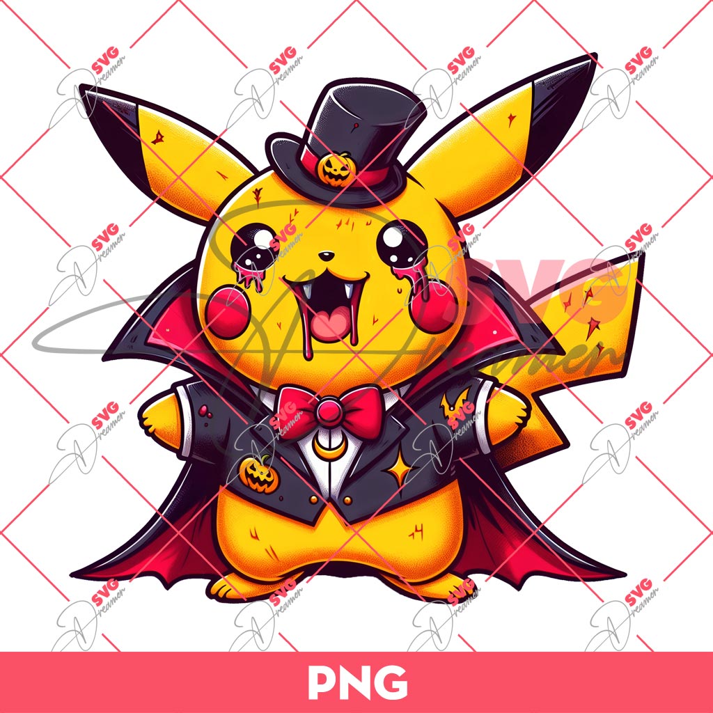 Pikachu Vampire Halloween PNG, Pokemon Pikachu Halloween PNG