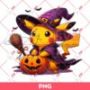 Pikachu Witch And Pumpkin Halloween PNG, Pokemon Pikachu Halloween PNG