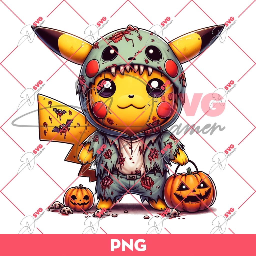 Pikachu Zombie PNG, Pokemon Pikachu Halloween PNG