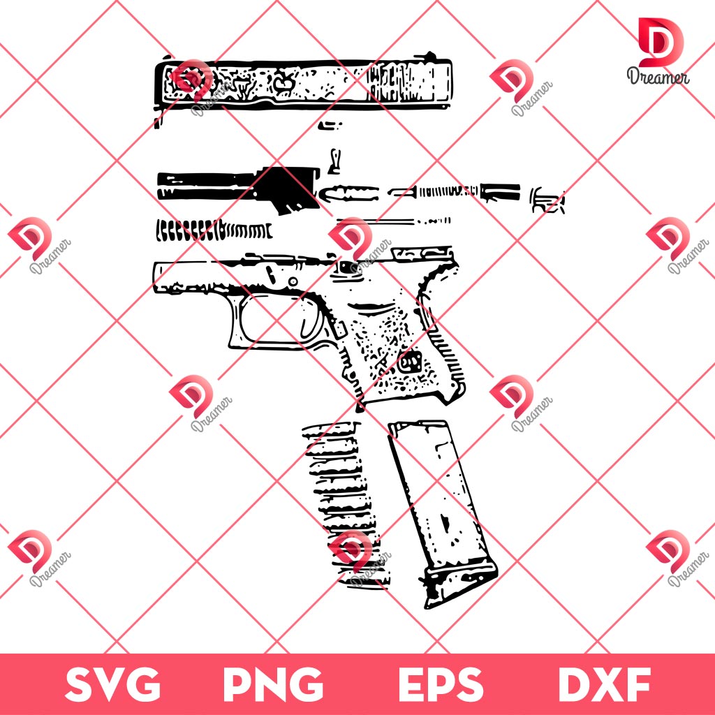 Pistol SVG PNG EPS DXF, The Components Of A Pistol SVG PNG