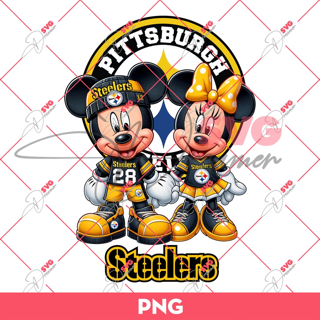 Pittsburgh Steelers NFL Mickey And Minnie PNG, Disney Football PNG