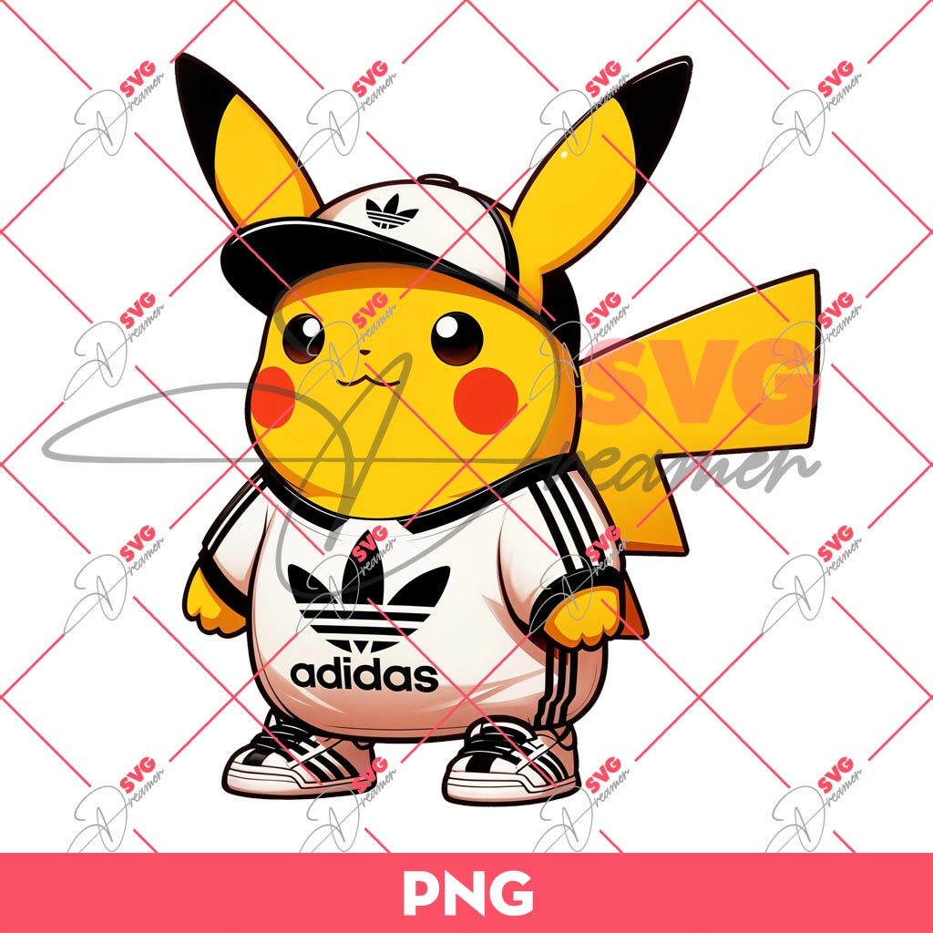 Pokemon Pikachu Adidas PNG, Pikachu Wearing Adidas Fashion PNG