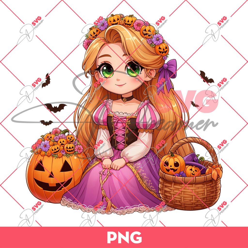 Rapunzel And Pumkin Halloween PNG, Disney Princess Happy Halloween PNG