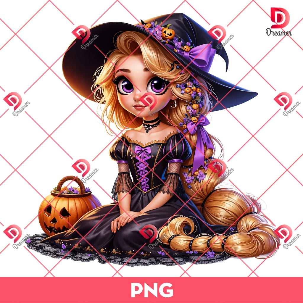 Rapunzel Halloween PNG, Rapunzel Witch PNG, Disney Princess Halloween PNG
