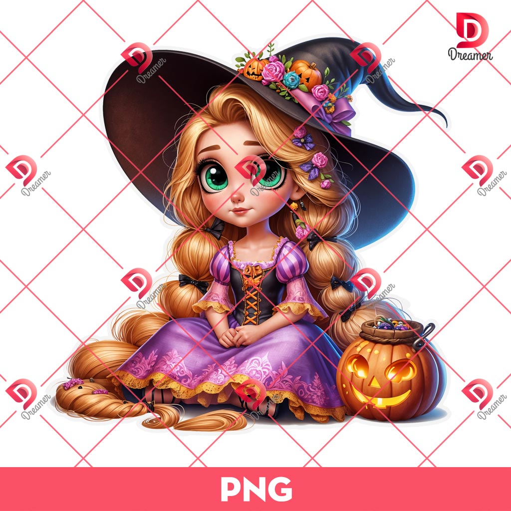 Rapunzel Princess Witches Halloween PNG, Disney Princess Halloween PNG
