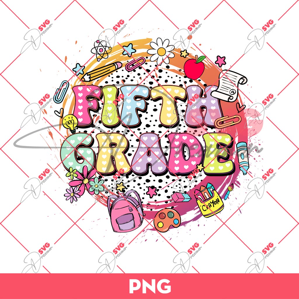 Retro Fifth Grade PNG, First Day Of School PNG, Back To School PNG