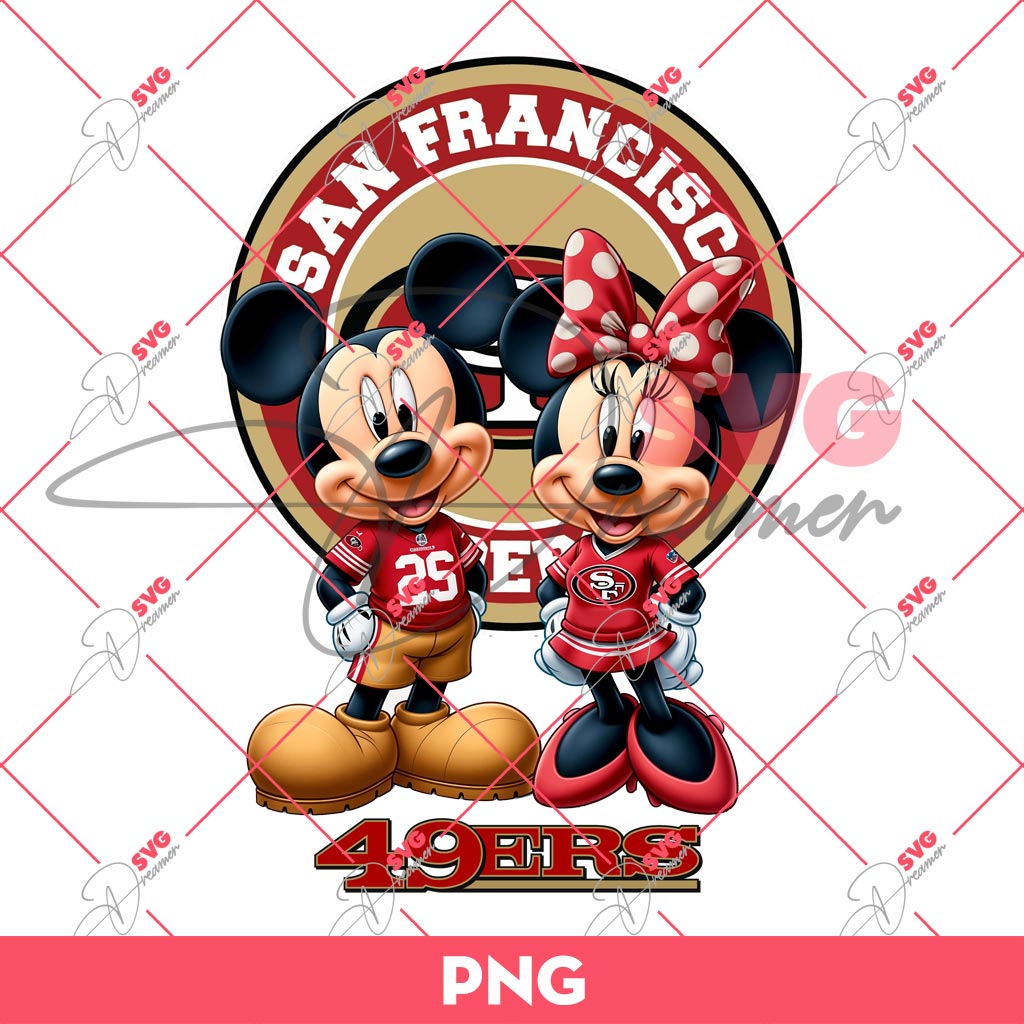 San Francisco 49ers NFL Mickey And Minnie PNG, Disney Football PNG
