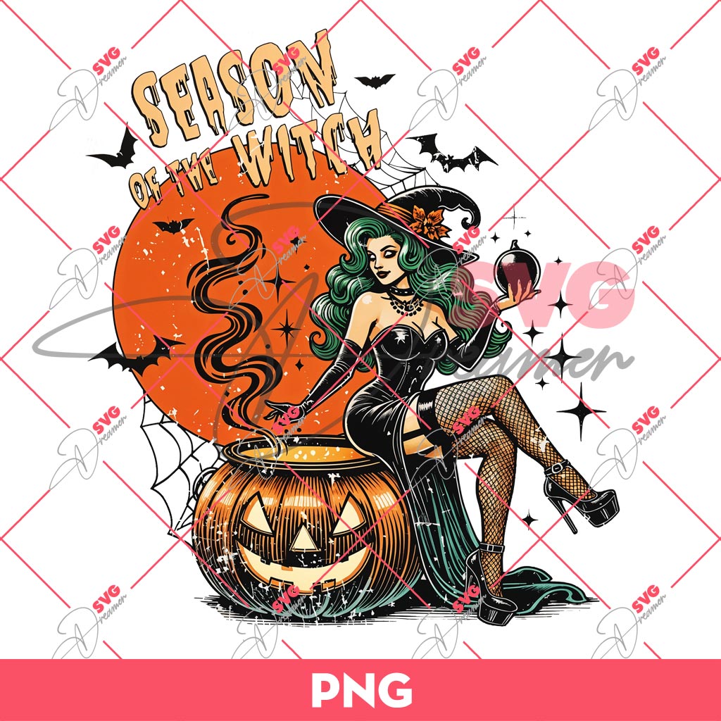 Season Of The Witch Halloween PNG, Spooky Vibes Halloween Witch PNG